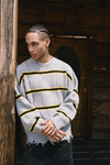 Distressed Striped Knit Sweater
