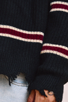 Distressed Striped Knit Sweater