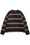 Distressed Striped Knit Sweater