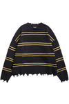 Distressed Striped Knit Sweater