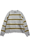 Distressed Striped Knit Sweater