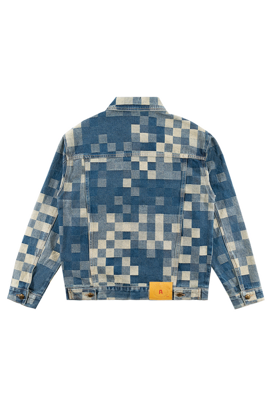 Mosaic Checkerboard Denim Jacket