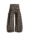 Plaid Wide-Leg Cargo Pants