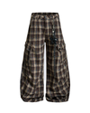 Plaid Wide-Leg Cargo Pants