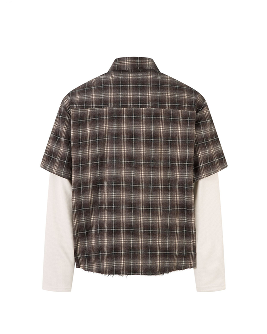 Layered-Look Plaid Long-Sleeve Shirt