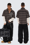 Layered-Look Plaid Long-Sleeve Shirt