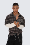 Layered-Look Plaid Long-Sleeve Shirt