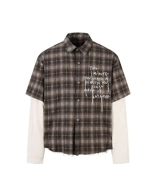 Layered-Look Plaid Long-Sleeve Shirt
