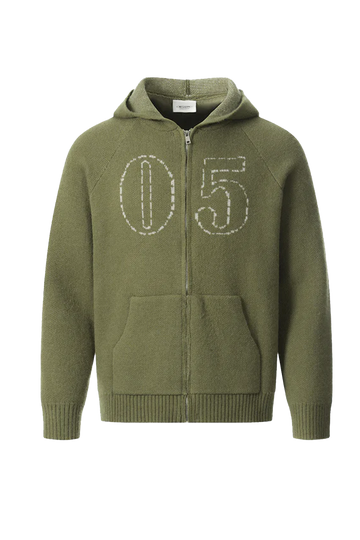 Vintage Jacquard Knit Zip Hoodie