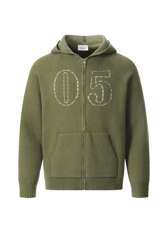 Vintage Jacquard Knit Zip Hoodie