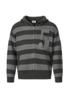 Striped Hooded Knit Hooded Cardigan