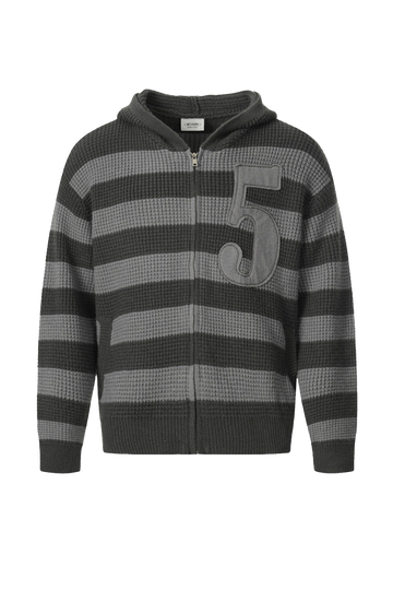 Striped Hooded Knit Hooded Cardigan