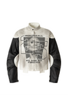 Mecha-Inspired Skull Print Leather Jacket