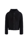 Chunky Rib Knit Buttoned Hoodie Sweater