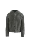 Chunky Rib Knit Buttoned Hoodie Sweater