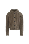 Chunky Rib Knit Buttoned Hoodie Sweater