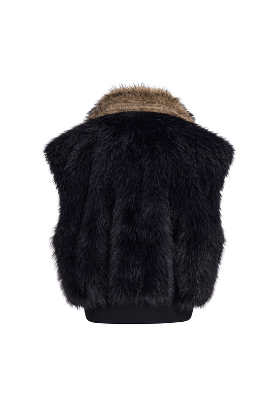 Faux Fur Collar Zip Vest
