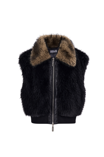 Faux Fur Collar Zip Vest