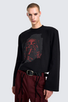 Vintage Street Print Cropped Long Sleeve T-shirt
