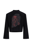 Vintage Street Print Cropped Long Sleeve T-shirt