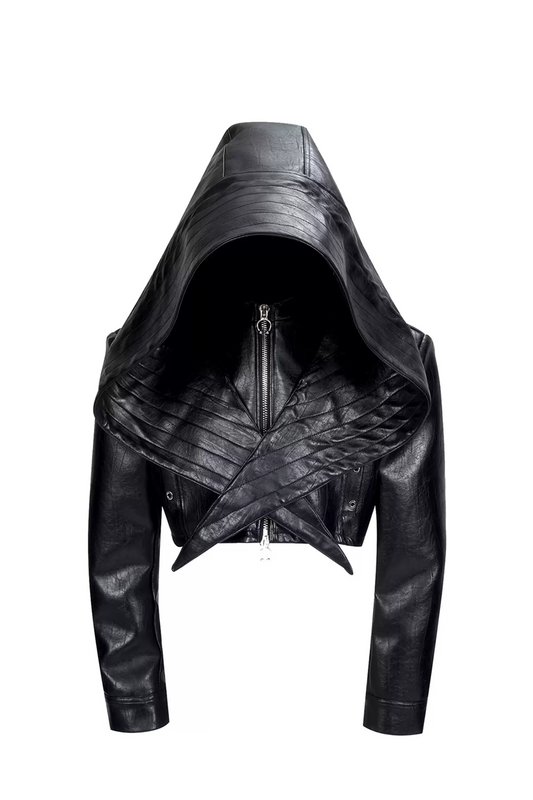 Dark Knight Cloak Cropped Leather Jacket
