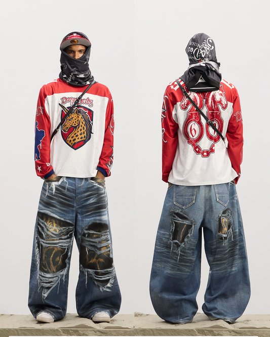 Leopard Print  Baggy Denim
