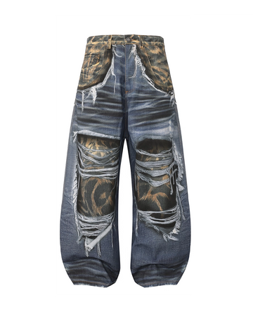 Leopard Print  Baggy Denim