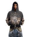 Leopard Graphic Dual-Zip Boxy Hoodie