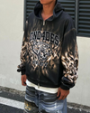 Leopard Graphic Dual-Zip Boxy Hoodie