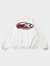 Retro Racing Embroidered Leather Biker Jacket
