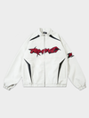 Retro Racing Embroidered Leather Biker Jacket