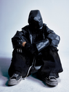 Vintage Stealth Tech PU Hooded Moto Jacket