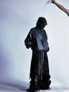 Vintage Stealth Tech PU Hooded Moto Jacket