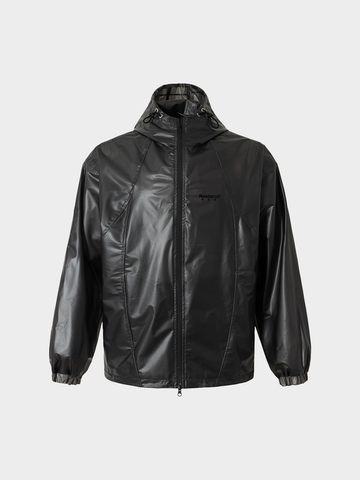Vintage Stealth Tech PU Hooded Moto Jacket