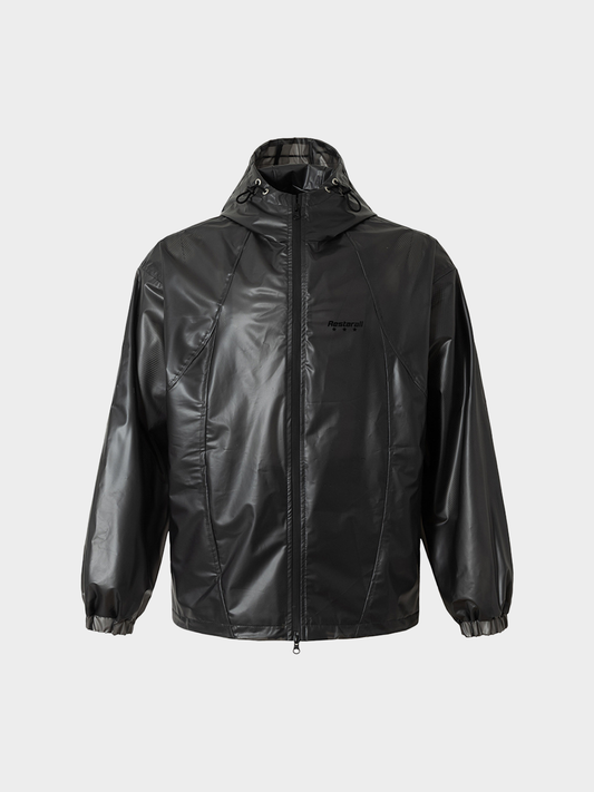 Vintage Stealth Tech PU Hooded Moto Jacket