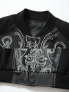 Gothic Cross Embroidered Varsity Leather Jacket