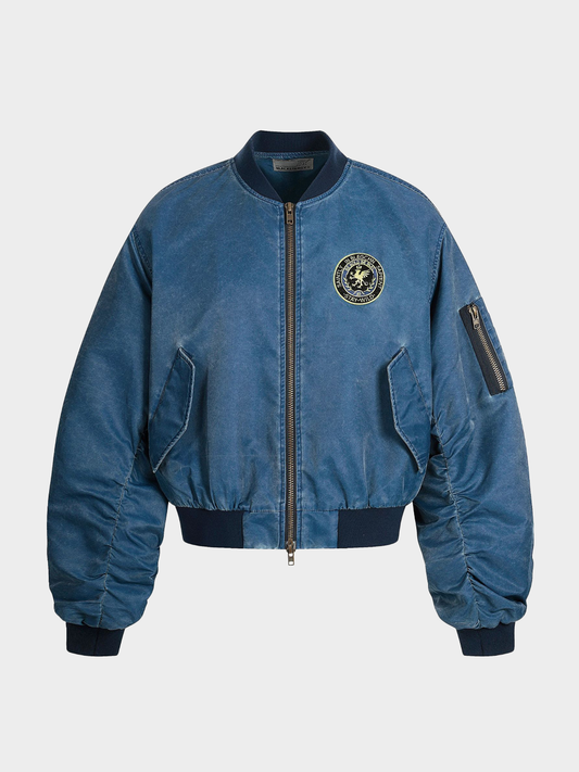 Heavy Washed Waxed Bomber Jacket