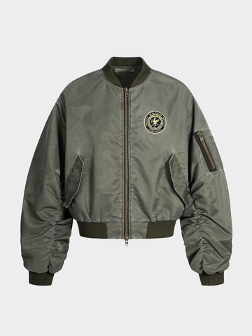Heavy Washed Waxed Bomber Jacket