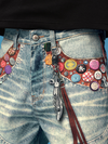 Yadrew Bottle Cap Patchwork Vintage Printed Jeans