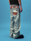 Yadrew Bottle Cap Patchwork Vintage Printed Jeans