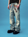 Yadrew Bottle Cap Patchwork Vintage Printed Jeans