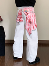 Ethnic Patchwork Printed Denim Wide-Leg Pants