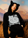 Lace Cat Embroidered Oversized Hoodie