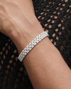 White Gold-Plated Iced Out Tennis Watch Chain Bracelet
