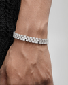 White Gold-Plated Iced Out Tennis Watch Chain Bracelet
